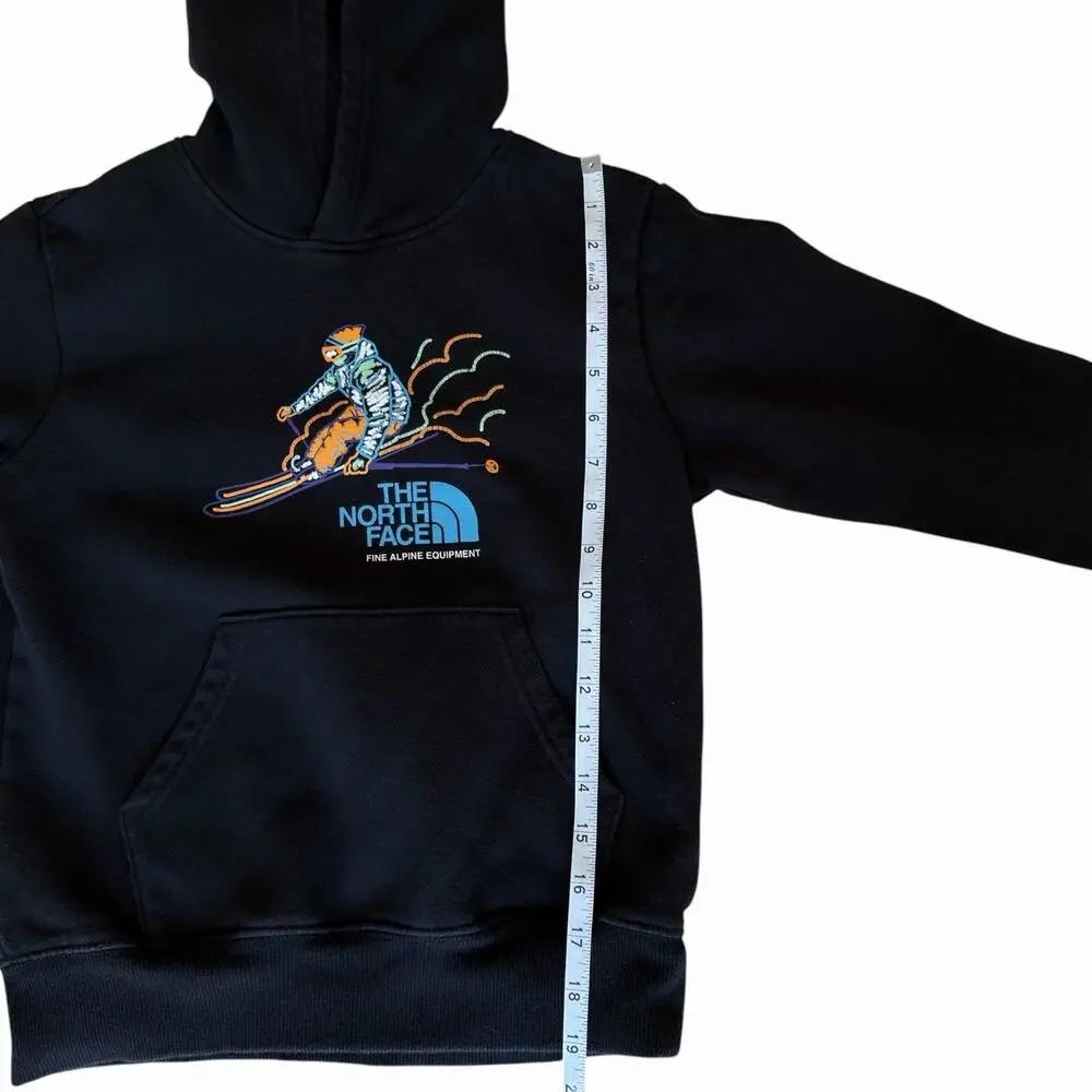 The North Face Boys' Camp Fleece Pullover Hoodie, Ski Graphic Black Size Med 10